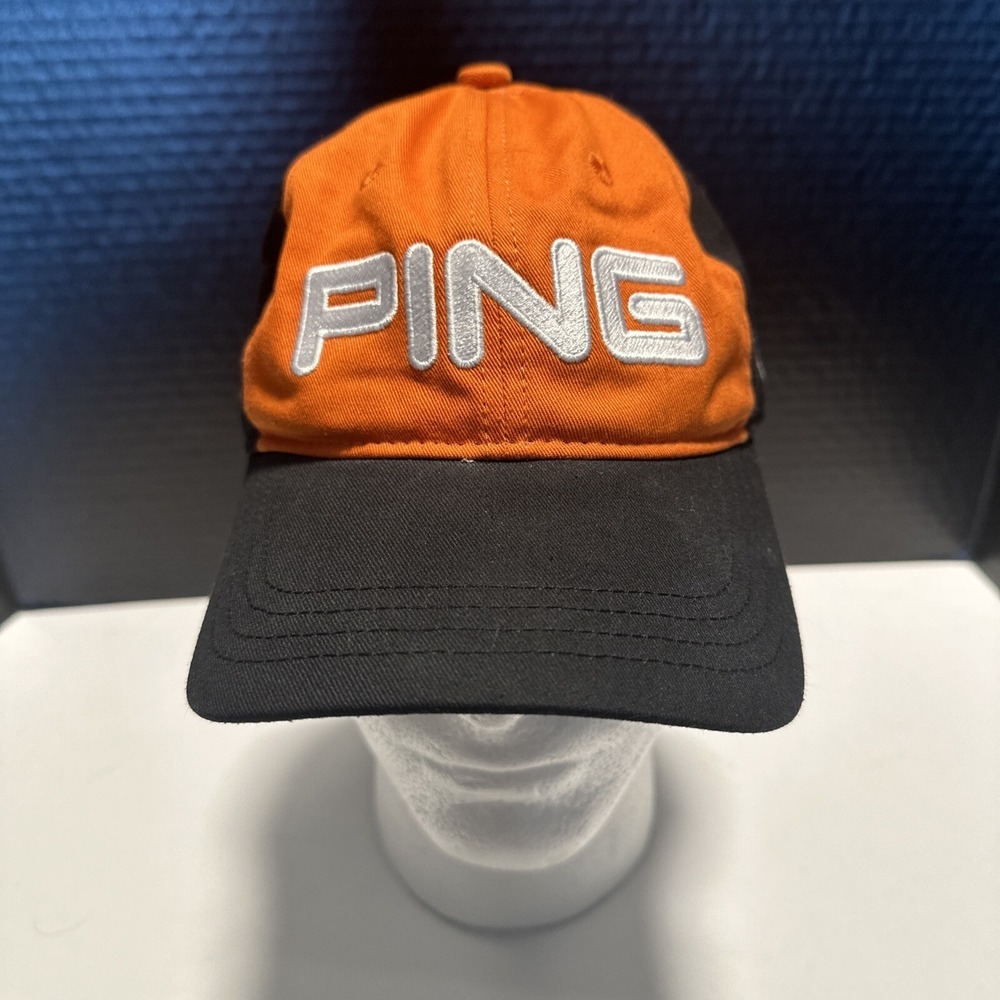 Ping Mesh Black Orange Adjustable Golf Cap Hat i-series G-10